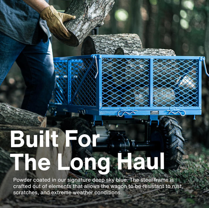 Landworks Utility Cart Hand Truck Power Wagon Super Duty Electric 48V DC 500W AGM Battery 500LBS & 1000LBS+ Load/Hauling Cap Wheelbarrow Barrel Dump w/All Purpose Modular Cargo Bed