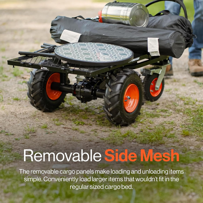 SuperHandy Utility Service Cart Power Wagon Wheelbarrow Electric 48V DC Powered 660Lbs Load and 1000Lbs+ Hauling Capacity Farm and Garden All Purpose Modular Cargo Bed