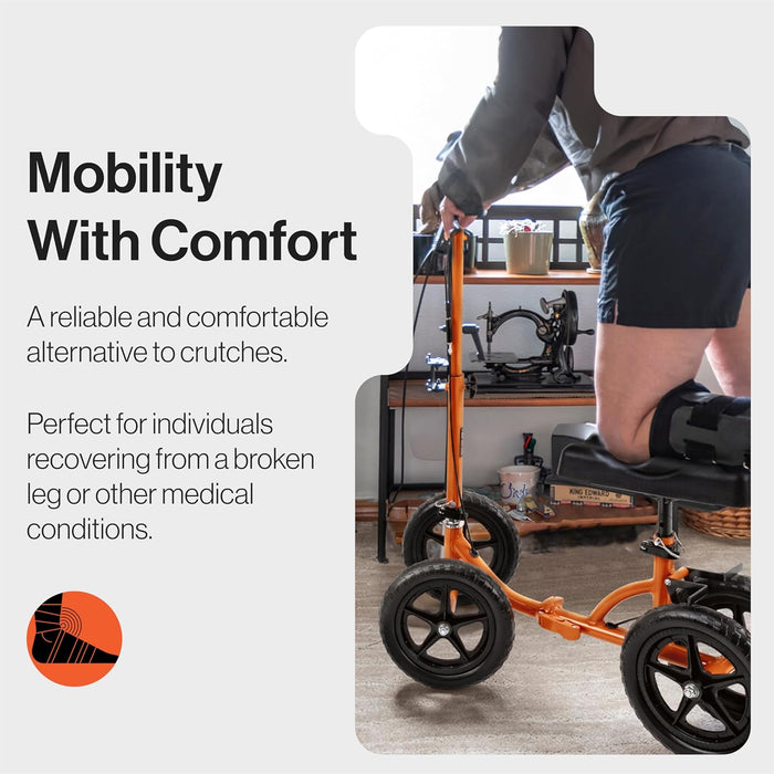 SuperHandy Folding Knee Walker – Adjustable, All-Terrain 30 cm Tires, 150 kg Capacity, Lightweight Frame
