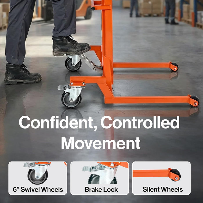 SuperHandy Hydraulic Material Lift Stacker, Portable Forklift – 550 lbs Capacity, 59" Max Lift Height, Disassembles for Transport, with 6" PU Wheels & Mechanical Brakes