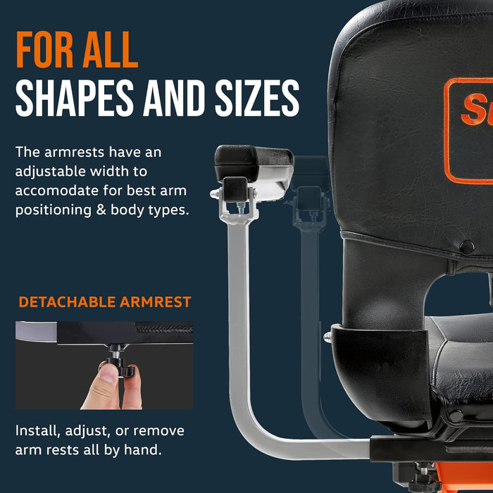 SuperHandy Padded Seat with Armrests – Faux Leather Upgrade for 3-Wheel Mobility Scooter