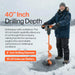 SuperHandy Ice Auger 48V 2Ah 88.8Wh Li-Ion Electric Cordless with 3-Flight Steel Bit, 24" Ice Drilling Depth, Brushless Motor, 2-Speed Transmission, LED Light – Battery & Charger Included