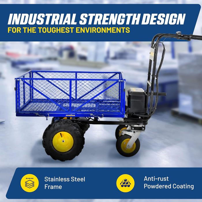 Goodyear Electric Utility Cart – 48V Li-ion, 300 kg Load, Modular Bed, Garden & Farm Transport