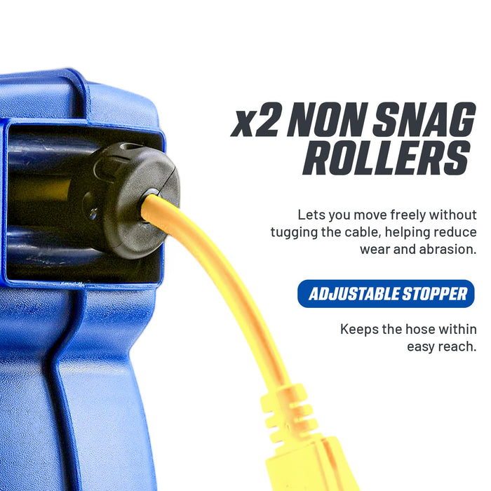 Goodyear Heavy-Duty Extension Cord Reel – 12AWG x 19.8 m, Retractable, Triple Tap, Mountable