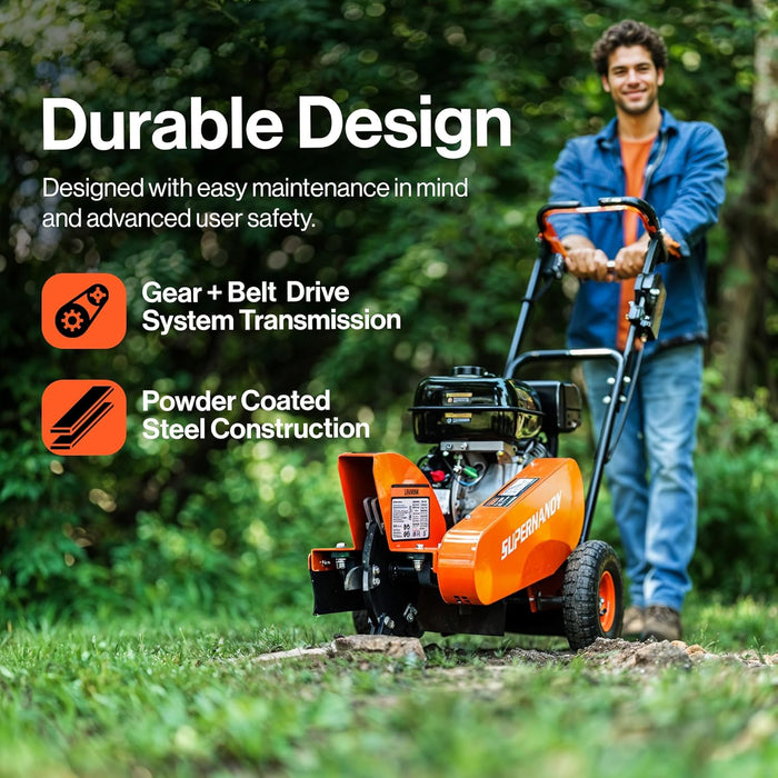 SuperHandy Gas-Powered Stump Grinder – 9 HP Engine, 30.5 cm Cutting Blade, 6 Carbide Teeth, Direct Belt Drive