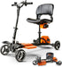 SuperHandy Passport Pro Mobility Scooter - Foldable Aluminum Frame, 4 Wheels, Includes 2 48V 2Ah Li-Ion Batteries & Charger, Supports up to 330 Lbs [Patent Pending] (Orange & Black, 330 Lbs)