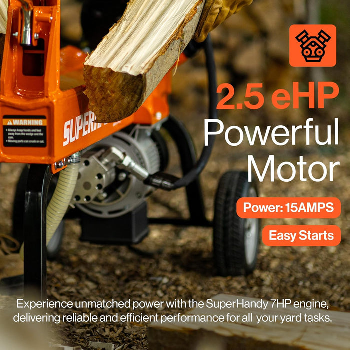 SuperHandy 14-Ton Electric Log Splitter – Horizontal Beam, Hydraulic Ram, 2.5eHP Motor, 15A, 120V