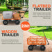 SuperHandy Electric-Assist Garden Cart - 5.7 Cubic Ft Utility Wagon, 440lbs Load, All-Terrain 10in Wheels, Anti-Rust Steel Frame, Convertible Flatbed Design