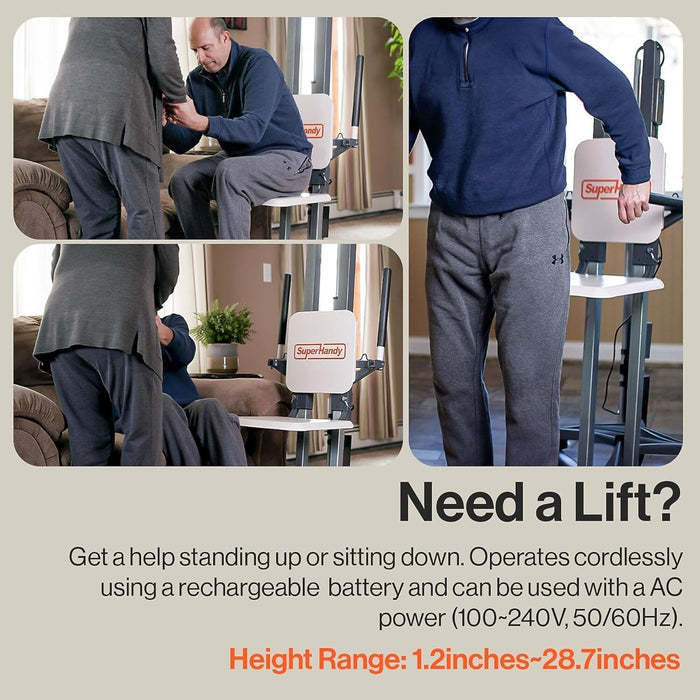 SuperHandy Electric Floor Lift for Seniors and People with Disabilities - Portable, Adjustable, 500LBS Weight Limit, Human Floor Lift, Ergonomic Design, Dual Power, Easy Storage [Patent Pending]