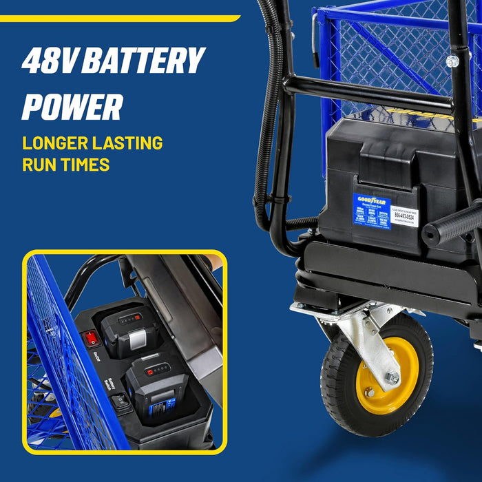 Goodyear Electric Utility Cart – 48V Li-ion, 300 kg Load, Modular Bed, Garden & Farm Transport