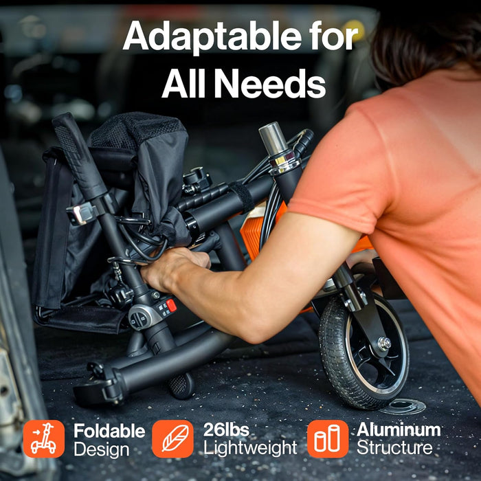 SuperHandy Passport Mobility Scooter – Foldable 3-Wheel, 21 km Range, Dual Batteries, Travel Ready