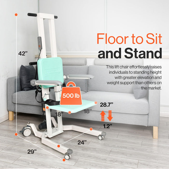 SuperHandy GoRise Electric Floor-to-Stand Lift – 227 kg Capacity, Portable Transfer Lift for Home Use