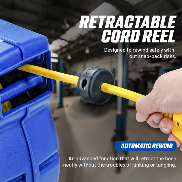 Goodyear Heavy-Duty Extension Cord Reel – 12AWG x 19.8 m, Retractable, Triple Tap, Mountable
