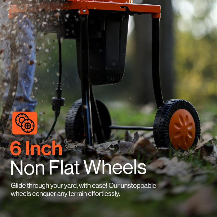 SuperHandy Electric Leaf Shredder – 15A Motor, Steel Body, 28 cm Blade, 1.3 cm Capacity, for Lawn Debris