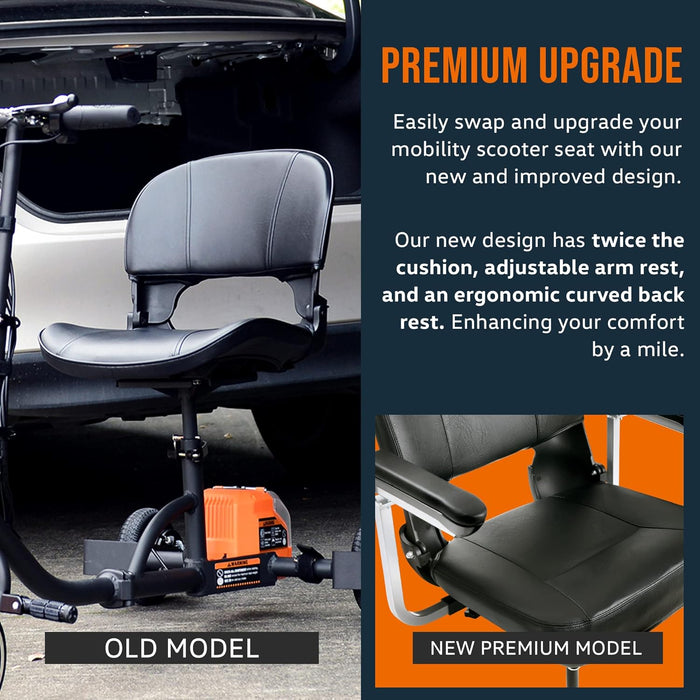 SuperHandy Padded Seat with Armrests – Faux Leather Upgrade for 3-Wheel Mobility Scooter