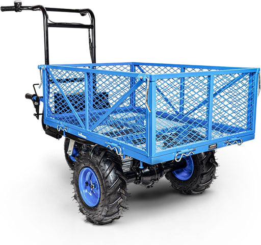 Landworks Utility Cart Hand Truck Power Wagon Super Duty Electric 48V DC 500W AGM Battery 500LBS & 1000LBS+ Load/Hauling Cap Wheelbarrow Barrel Dump w/All Purpose Modular Cargo Bed