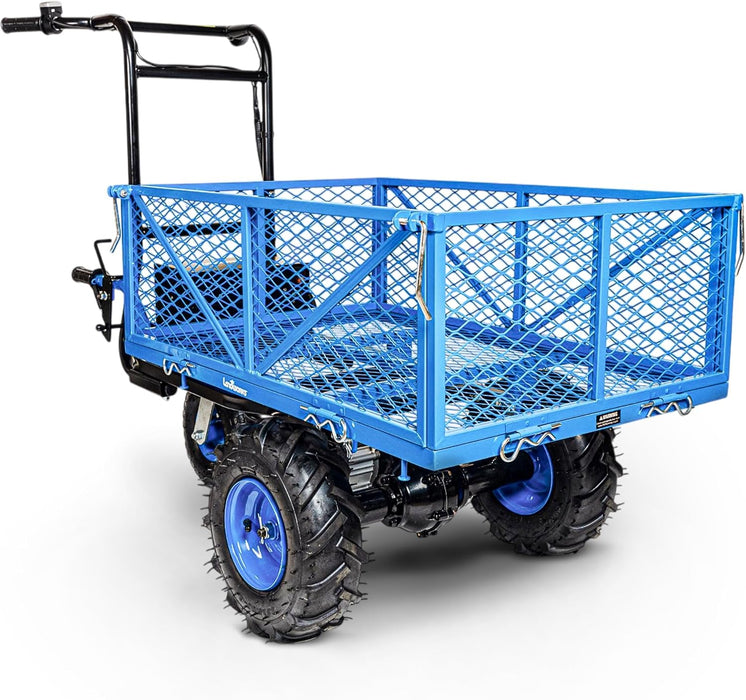 Landworks Utility Cart Hand Truck Power Wagon Super Duty Electric 48V DC 500W AGM Battery 500LBS & 1000LBS+ Load/Hauling Cap Wheelbarrow Barrel Dump w/All Purpose Modular Cargo Bed