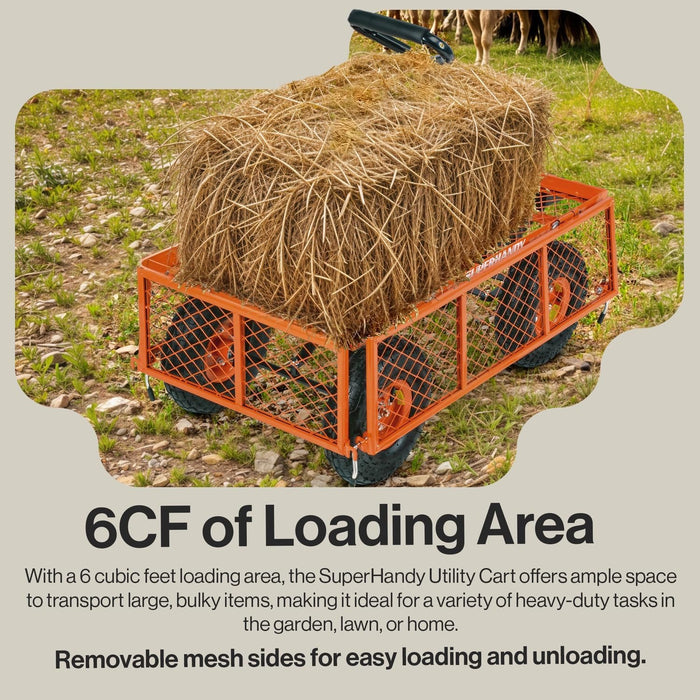 Superhandy Utility Wagon, Garden Cart, Lawn & Garden All Terrain, w/Heavy Duty Removable Side Meshes, 400 lbs Capacity