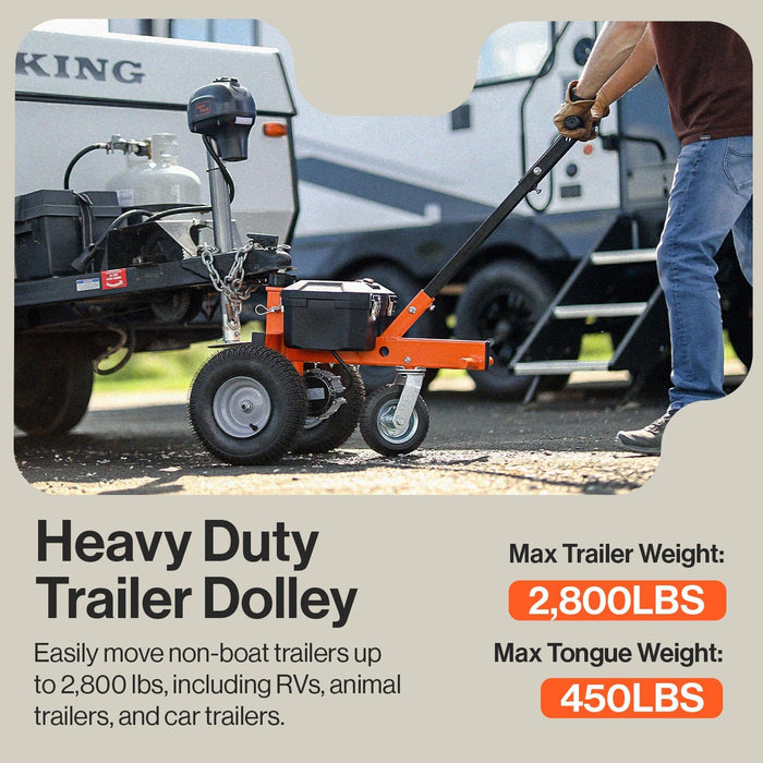 SuperHandy Trailer Dolly Electric Power 2800LBS Max Trailer Weight, 450LBS Max Tongue Weight, DC 24V 500W 24V 7Ah Powered Heavy Duty Commercial Jack Lever 2" Ball Mount Included