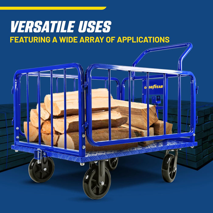 Goodyear Utility Cargo Trailer – 545 kg Capacity, with Hitch & 20 cm Casters, for Tugger Carts