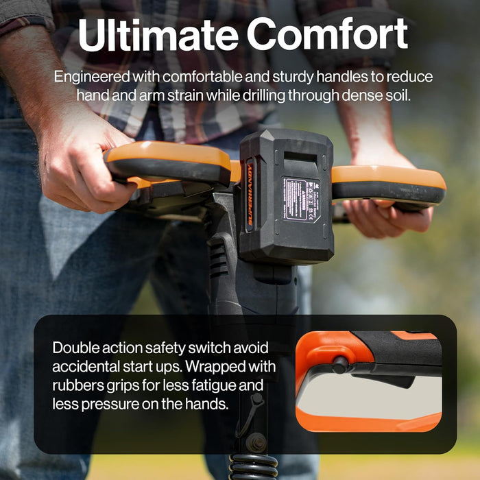 SuperHandy Earth Auger Power Head w/Steel 6"x30" Bit Ultra Duty Eco-Friendly Electric Cordless Lithium-Ion Battery & Charger for Earth Burrowing/Drilling & Post Hole Digging (Earth Auger 6" Set)