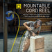 GOODYEAR Air/Water Hose Reel Retractable Spring Driven 3/8" Inch x 50' Feet Long Premium Commercial SBR Hose Max 300 Psi Reinforced Steel Construction Heavy Duty Industrial Dual Arm & Pedestal