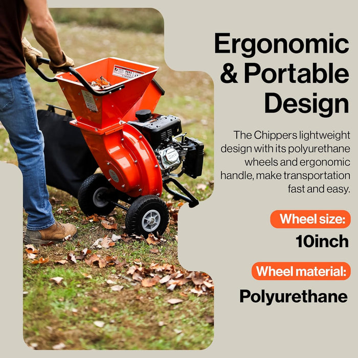 SuperHandy Wood Chipper Shredder Mulcher – 7HP Gas, 7.6 cm Capacity, 3-in-1 Design