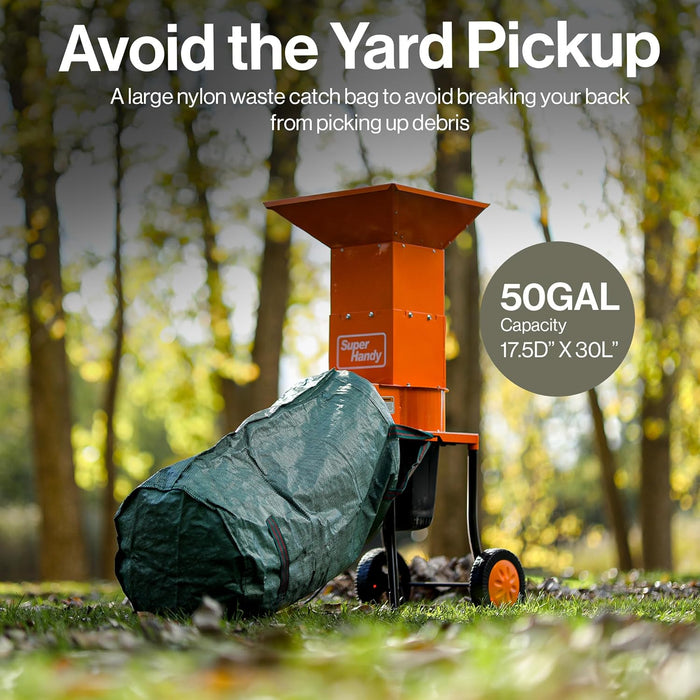 SuperHandy - Electric Leaf Shredder - Steel Construction, 15 Amp 120V AC Motor, 11" Cutting Blades, 0.5" Capacity for Leaves, Lawns and Patio Trimming