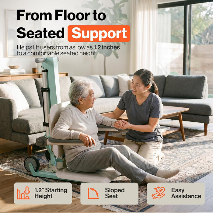 SuperHandy GoRise FC Electric Floor to Chair Lift for Seniors and People with Disabilities - 400 Lbs Capacity, Seating Transfer Assistance, Magnetic Remote [Patent Pending]