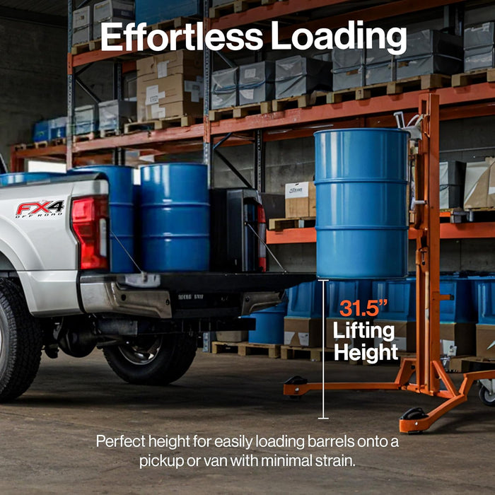 SuperHandy Hydraulic Drum Lift for 55-Gallon Drums – Heavy-Duty Barrel Lifter, 550 LB Capacity, Easy-to-Use Manual Drum Handler with PU Wheels for Warehouse & Industrial Use