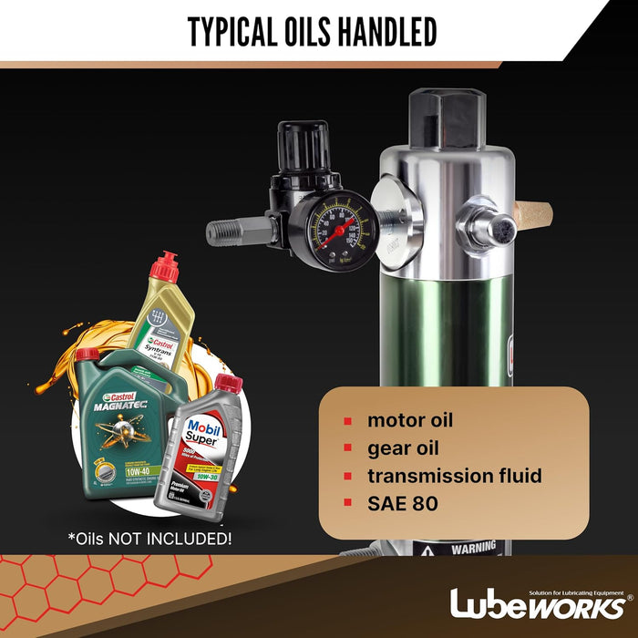 Lubeworks Oil Transfer Drum Pump Double Action 1:1 Fast High Flow Rate 8.5GPM / 32LPM for SAE130 Oils/Fluids