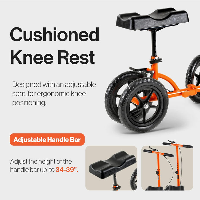 SuperHandy Folding Knee Walker – Adjustable, All-Terrain 30 cm Tires, 150 kg Capacity, Lightweight Frame