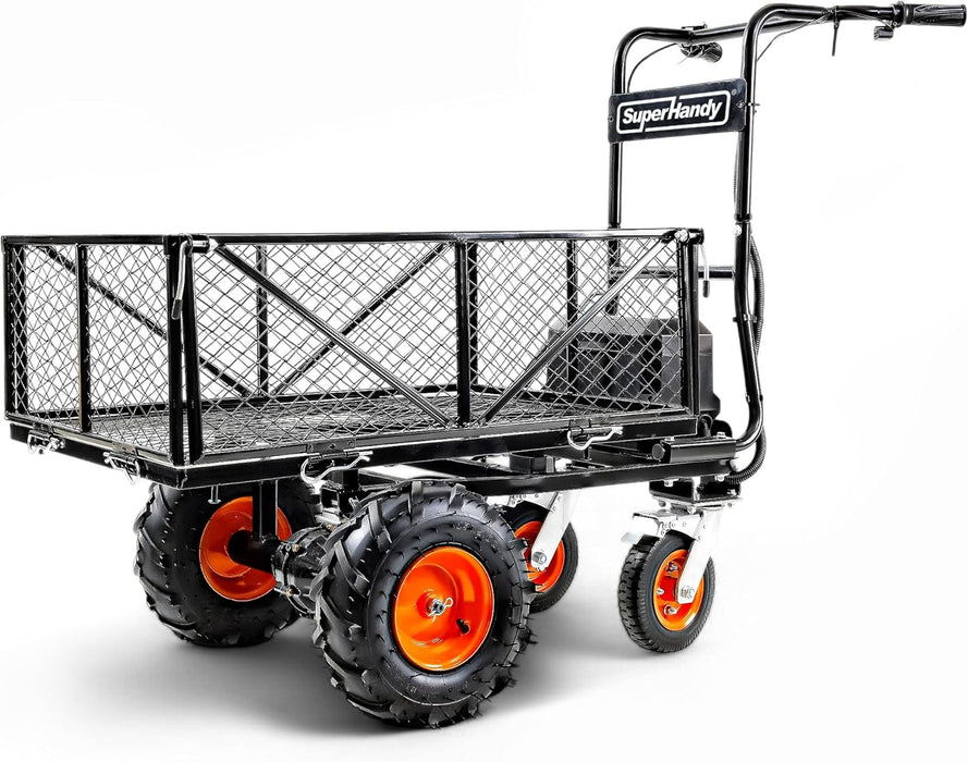 SuperHandy Utility Service Cart Power Wagon Wheelbarrow Electric 48V DC Powered 660Lbs Load and 1000Lbs+ Hauling Capacity Farm and Garden All Purpose Modular Cargo Bed