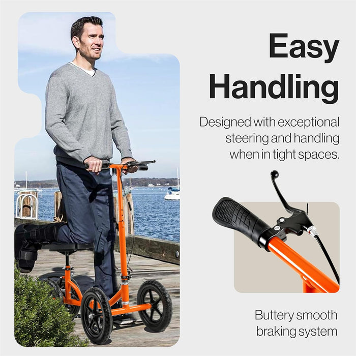 SuperHandy Folding Knee Walker – Adjustable, All-Terrain 30 cm Tires, 150 kg Capacity, Lightweight Frame