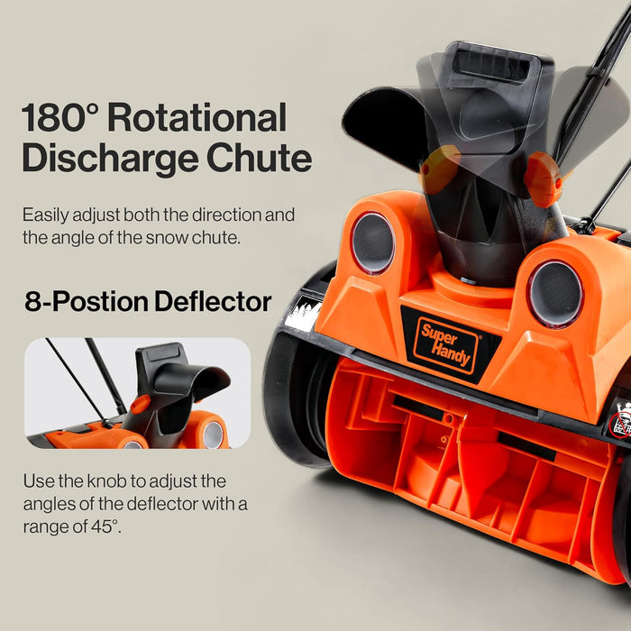SuperHandy Electric Snow Thrower Walk-Behind Blower Corded AC 120V 15A 18 x 10 Inch Clearing Path 25 Feet Throwing Distance 720 lbs/Min LED Headlights for Driveway Walking Path Yards