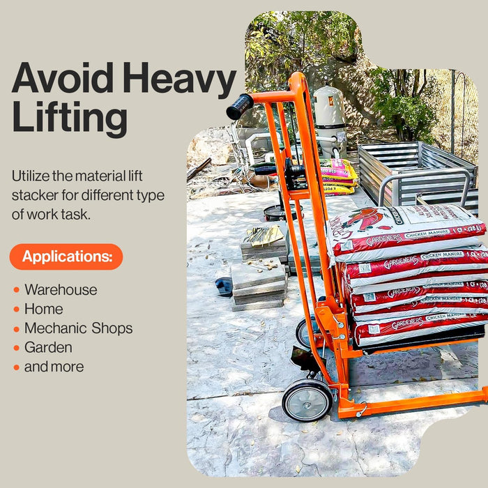SuperHandy Material Lift Stacker – 150 kg Lift, 102 cm Max Height, Dolly with Swivel Casters, Manual Winch