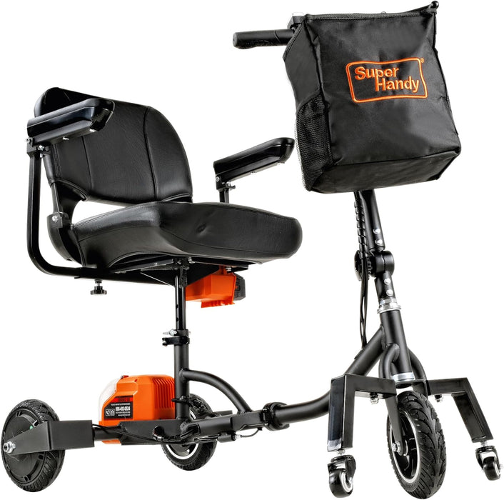 SuperHandy Passport Plus Mobility Scooter – Foldable 3-Wheel, 150 kg Capacity, Dual 48V Batteries, 45 cm Seat, Airline-Friendly