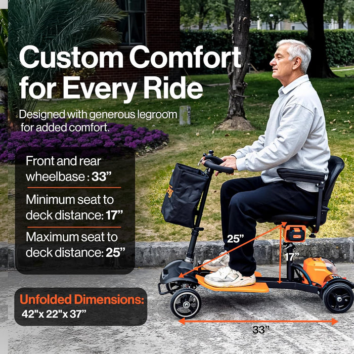 SuperHandy Passport Prime Mobility Scooter – 150 kg Capacity, 48V Li-Ion, Lightweight 4-Wheel Design, Foldable Frame, Adjustable Comfort