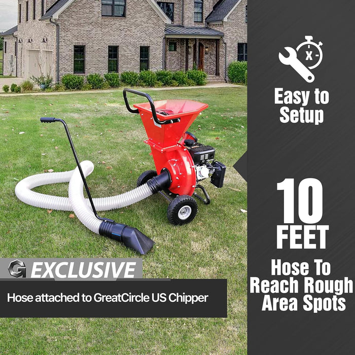 GreatCircleUSA Wood Chipper/Shredder Accessory – 6.5HP Vacuum Kit for Model LCE01
