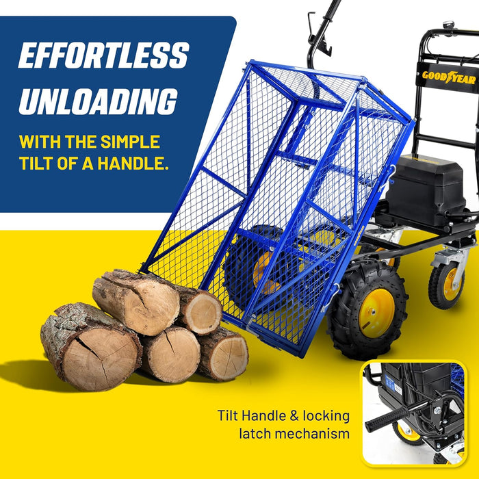 Goodyear Electric Utility Cart – 48V Li-ion, 300 kg Load, Modular Bed, Garden & Farm Transport