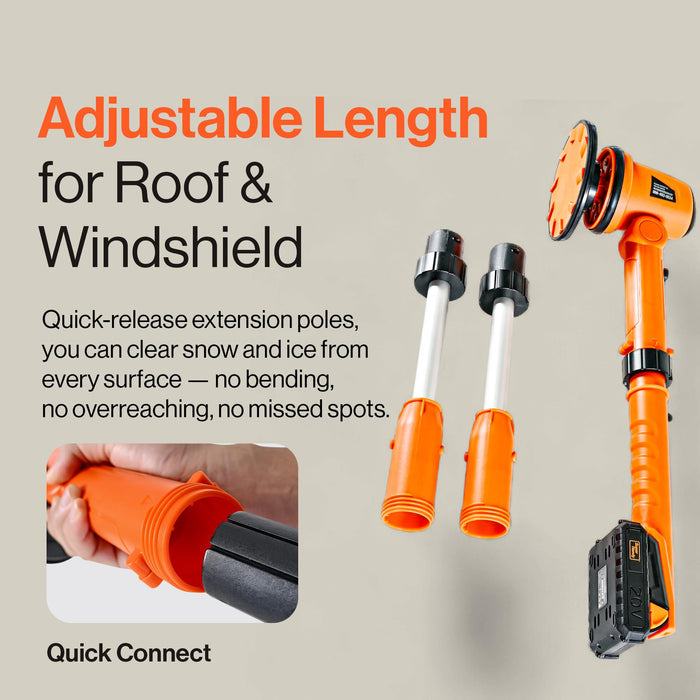 SuperHandy Electric Ice Remover – 20V Cordless, 5.1" Rotating Blade, Adjustable Handle & Poles