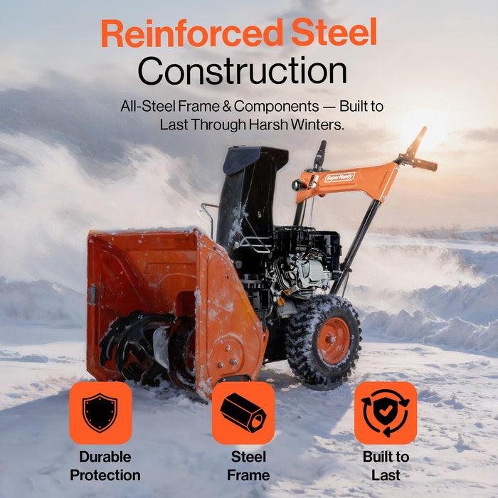 SuperHandy 21" Gas Snow Thrower – Two-Stage 196cc OHV Engine, 5-Speed Drive, 36ft Throw