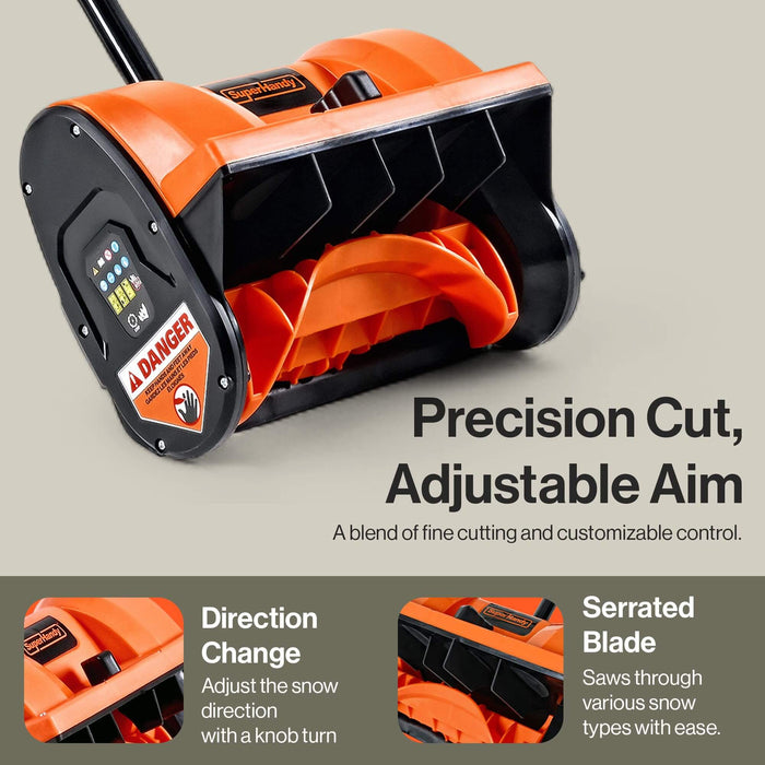 SuperHandy Electric Snow Thrower – 120V Corded, 12" Width, 4" Depth, 20ft Throw, Lightweight