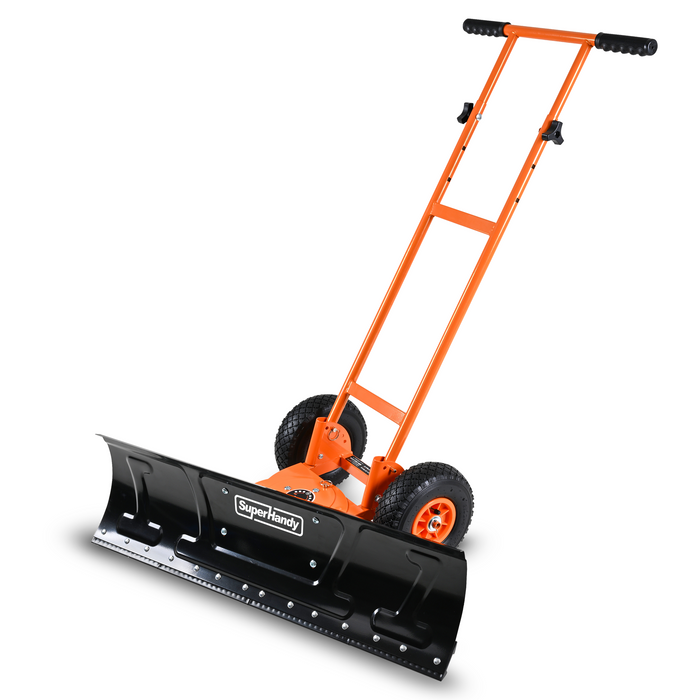 SuperHandy Wheeled Snow Shovel, 36" Snow Pusher with Adjustable Blade Angle