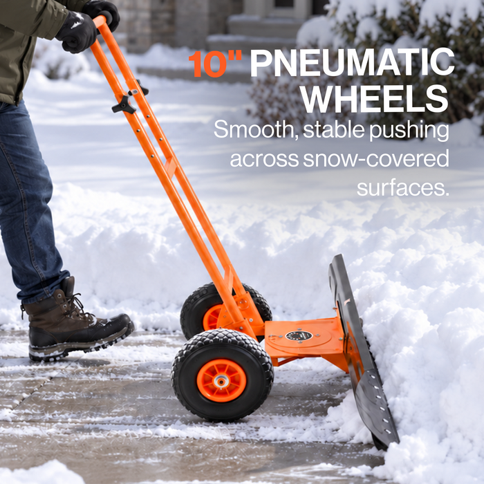 SuperHandy Wheeled Snow Shovel, 36" Snow Pusher with Adjustable Blade Angle