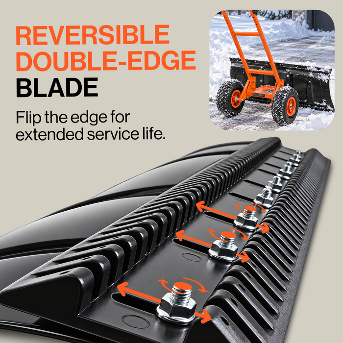SuperHandy Wheeled Snow Shovel, 36" Snow Pusher with Adjustable Blade Angle