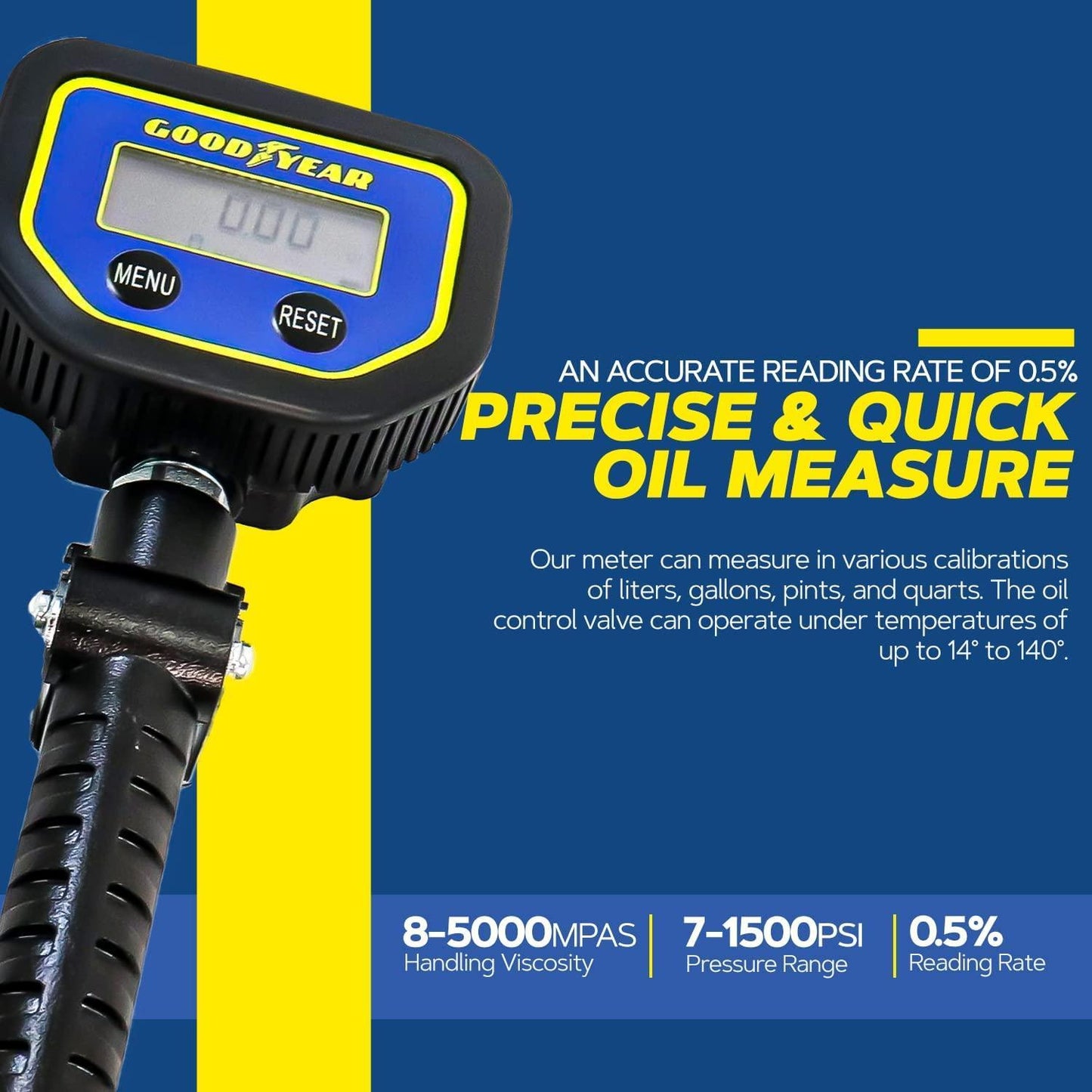 Goodyear Digital Oil Gun - 10GPM, 1/2" NPT Inlet, Flexible Nozzle & Locking Trigger - DIY Tools by GreatCircleUS
