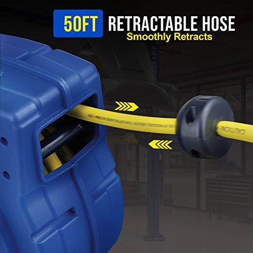 ReelWorks Air Hose Reel Retractable 3/8 Inch x 50' Foot PVC Hose Max  300PSI Commercial Polypropylene Construction