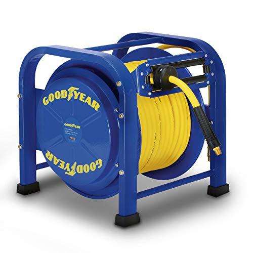 Goodyear Portable Industrial Retractable Air Hose Reel - 3/8" x 100' Ft, 3/8" MNPT Connections - DIY Tools by GreatCircleUS