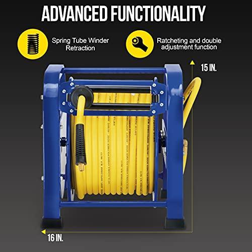 Goodyear Portable Industrial Retractable Air Hose Reel - 3/8" x 100' Ft, 3/8" MNPT Connections - DIY Tools by GreatCircleUS